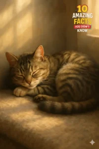 Cats sleep for about 70% of their lives basically professional nappers.